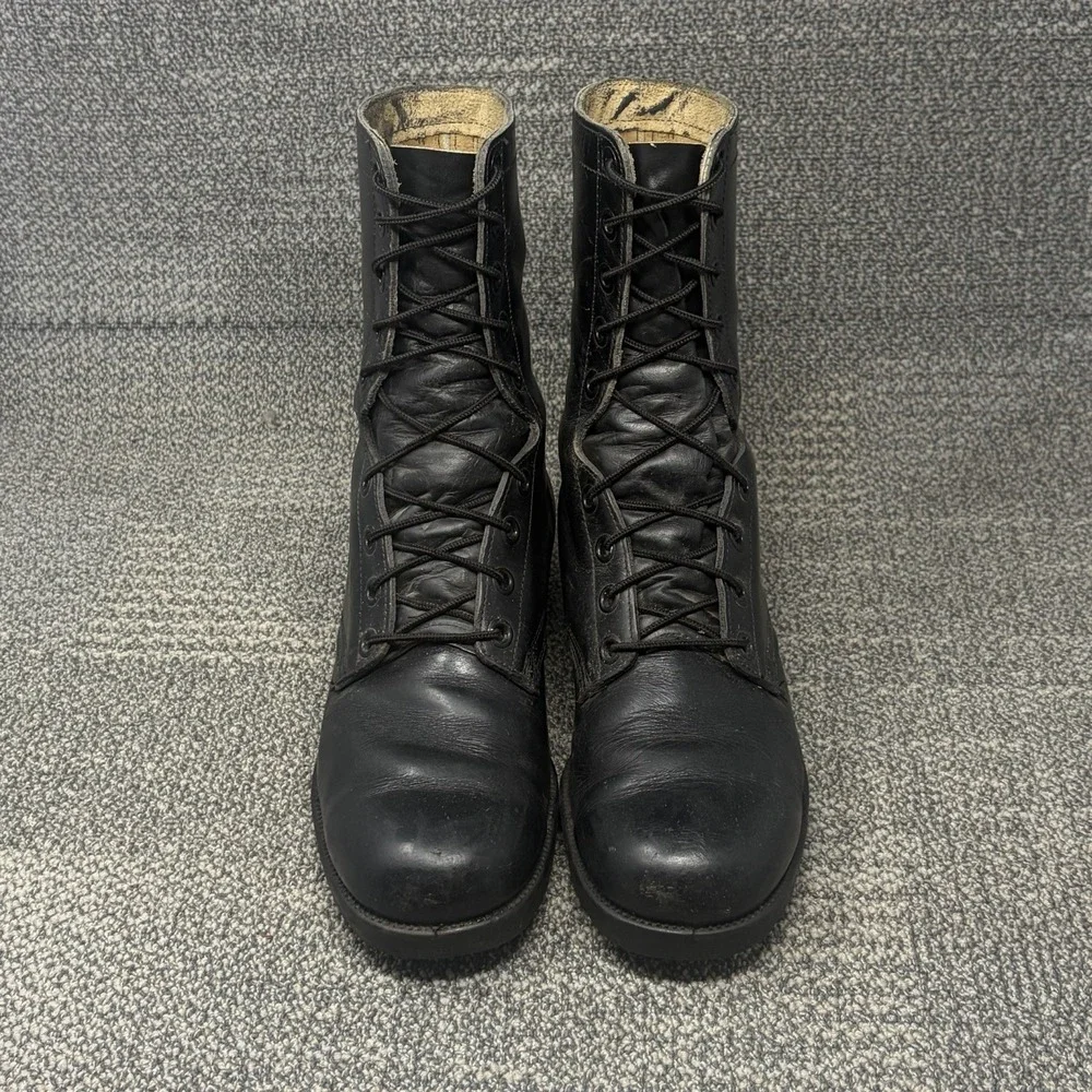 1977 Vtg Black Genesco CIC Vietnam Combat Boots Mens Size 9 R Waffle Bottom USA